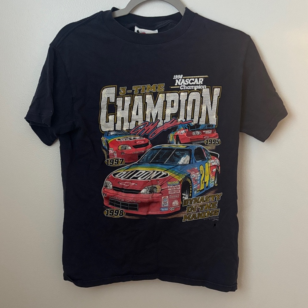 Nascar Kids Tee - Black with Red and Yellow Car Graphics